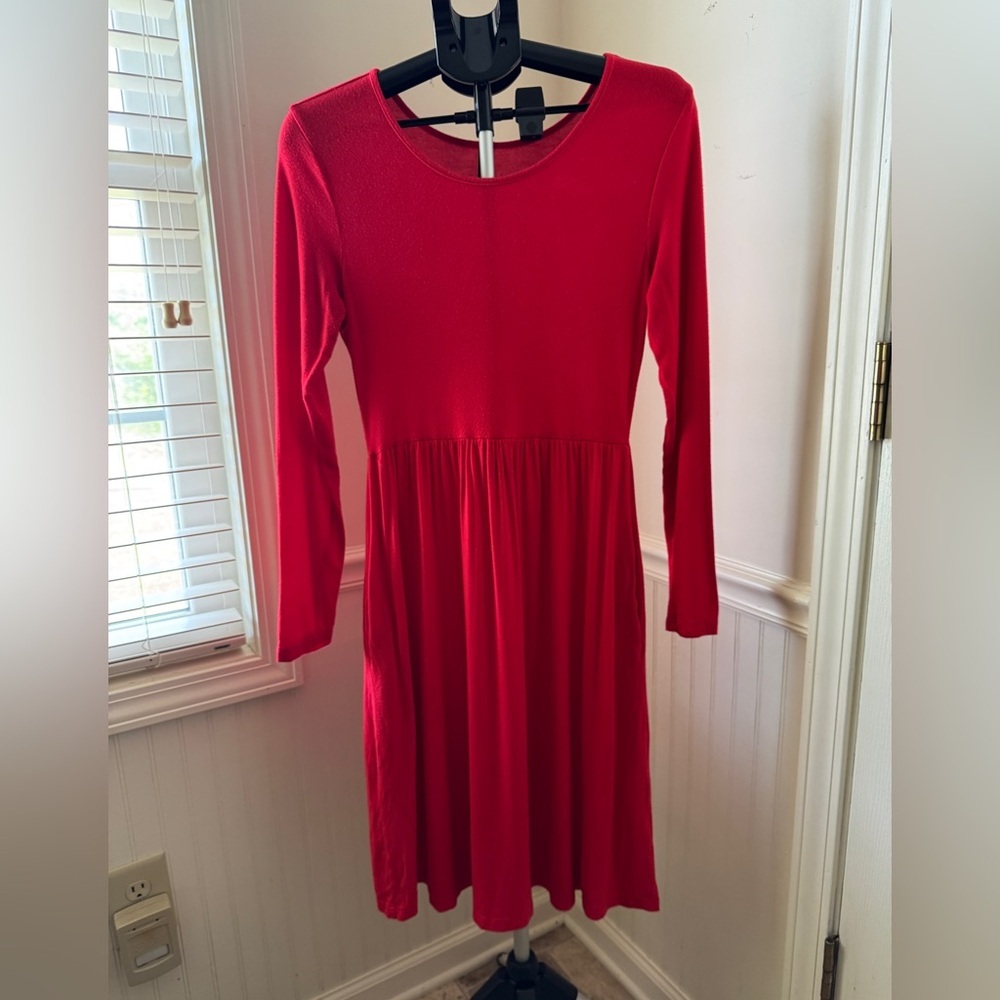 DB Moon Red Midi Dress with‎ Long Sleeves Size Small